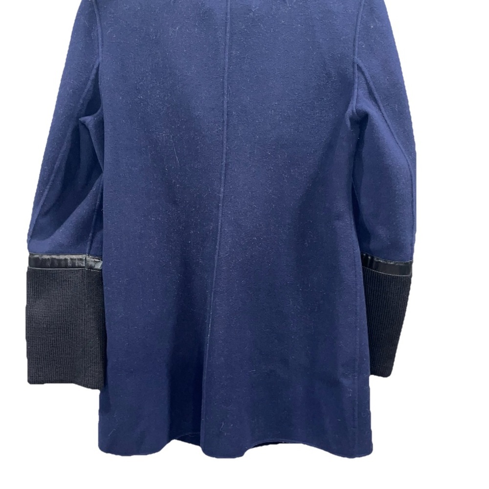 Mackage Navy Wool Blend Pea Coat Knit Collar Jacket Medium - Picture 11 of 13